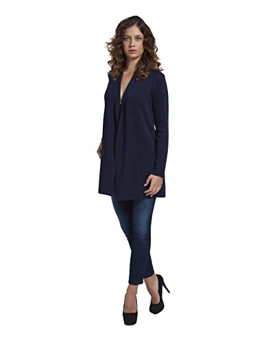 BRUNELLA GORI Pull Cardigan - Femme, Automne/Hiver - 100% Laine Mérinos Extrafine - 100% Fabriqué en Italie - Bleu Marine, S
