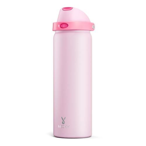 Image of 32 oz Insulated Water Bottle for Sports: Meoky Stainless Steel Water Bottle with 2-in-1 Straw and Spout Lid - Leak Proof, Cold for 24 Hours, Protective Silicone Base, BPA-Free for Women Gym, Blush