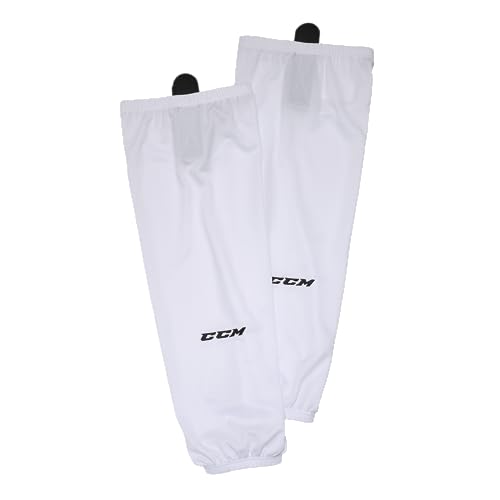 CCM Hockey SX5000 Series Solid Color Dry Fit Tube Practice Ice Hockey Socks (White, SR 30')