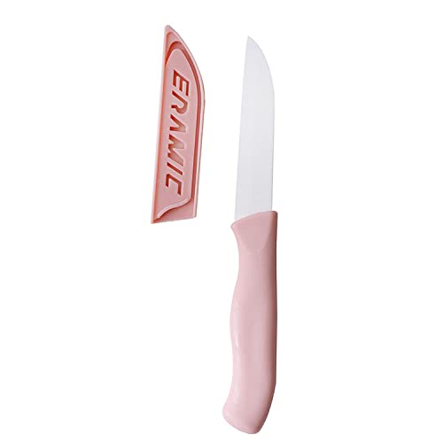 ENZUO セラミック キッチンバサミ 離乳食カッター 介護 抗菌ミニ 離乳食調理器具 セラミック包丁 果物ナイフ 包丁 セラミック 漂白 除菌 (ピンク)