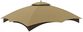 Tanxianzhe Replacement Canopy Top Double Tiered Canopy Cover Roof with Air Vent ONLY FIT for Lowe's Allen Roth 10'x12’ Gazebo #GF-12S004B-1 (Khaki)