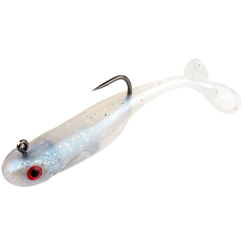 Strike King Pinger Minnow Fishing Lure Pre-Rigged Soft Plastic Jerkbait Pearl 2 1/2-Inches 1/8-Ounce 3-Pack SKPNGR2518-84