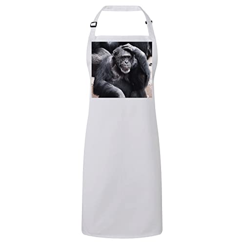 Tablier cuisine chimpanzé blanc : cadeau idéal pour passionné de nature
