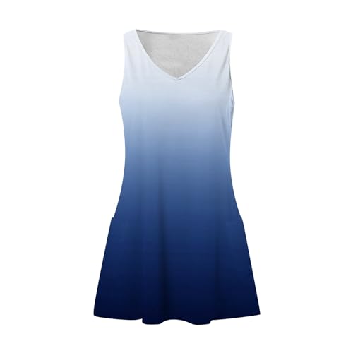 Image of Summer Dresses for Women 2026 Casual V Neck Sleeveless Sundresses Boho Beach Tank Dresses with Pockets