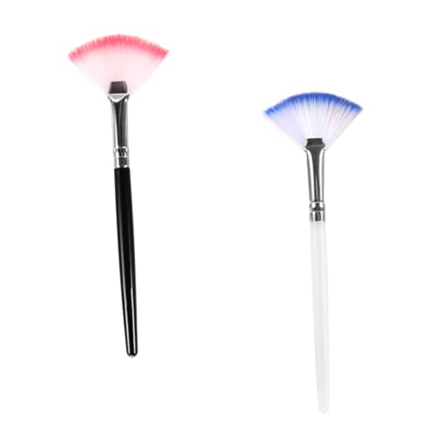 DECORNIJIA 2個フェイシャルマスク用ファンブラシ スリーピングマスク ジェル塗に適した美容ツール 泥パック アイマスク アプリケーターとしても使用可能 洗える毛先