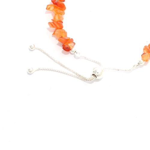 Natural Rough Carnelian Bolo Bracelet for Women in Sterling Silver, July Birthstone Jewelry Gifts for Her Birthday, Anniversary, Graduation, Christmas (Beads, Box-Chain)4
