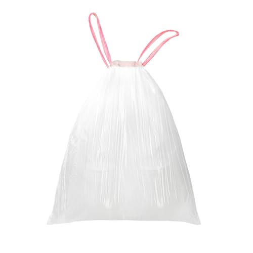 WAIKAS 13 Gallon Trash Bags Drawstring, Pack of 28 Garbage Bags for Kitchen and Home Use, 63x70cm Size, 12g/pcs, Unscented, White