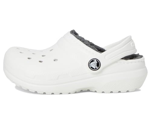 Crocs Unisexe Enfant Classic Lined Clog T Sabots, White/Grey, 27/28 EU