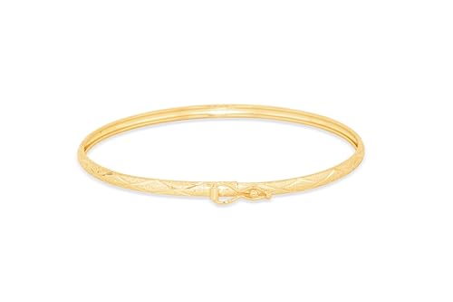 Floreo 10k Yellow Gold 3mm Classic Satin Finish Textured Flex Bangle Bracelet3