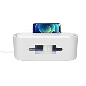 Hocerlu Scatola Organizzatore Cavi, 32 cm x 13 cm x 11,5 cm Raccogli Cavi con Coperchio per Proteggere e Nascondere Filo Disordinato – Fondo con Più Fori di Ventilazione e 4 Cuscinetti Antiscivolo