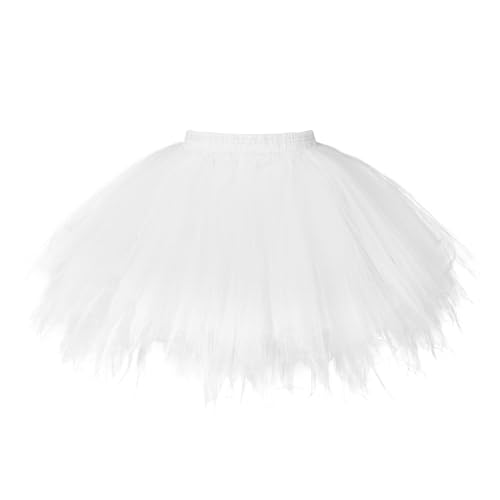 TRIWORKS Plus Size White Tutu Adult Women Ballet Bubble Tulle Skirt for Dance Layered Tulle Petticoat Halloween Tutu XL