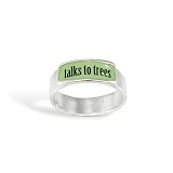 Sterling Silver and Enamel "Talks to Trees" Band Ring for Men and Women (7)