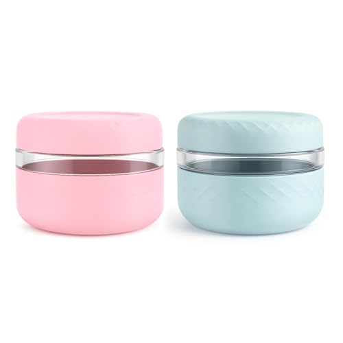 Image of 16 oz /2 Cup Glass Lunch Bowl Containers with Lids, 2 Pack, BPA-Free