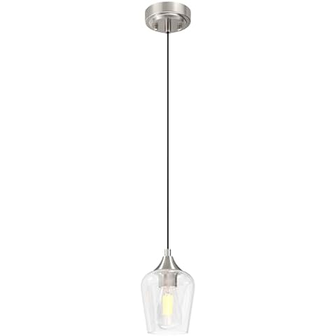 VONLUCE Pendant Light Kitchen Island, Brushed Nickel Pendant Light Fixture with E26 Base & Adjustable Cable, Modern Pendant Lighting with Glass Shade for Living Room Bedroom Hallway Cover