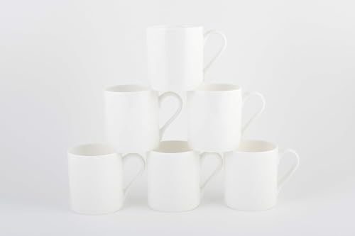 Image of Set of 6 FINE Bone China Large White Balmoral Mugs Free UK Postage, 12 fl oz