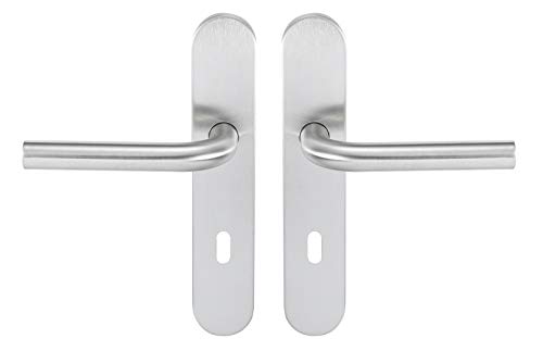 Bricard 666457 Ensemble poignées INOX sur Plaque Tempo Pop Chambre, Porte Intérieure à Clé