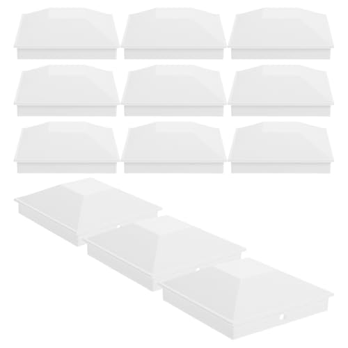 LEDMOMO 12個 フェンス支柱キャップ カバー ホワイト 耐候性 ポストトップ 対応 屋外木製デッキ用 簡単取り付け 防水保護