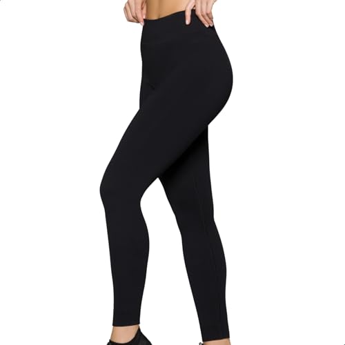 Selene Calça Legging Academia Fitness Cintura Alta Feminina Microfibra Poliamida Sem Costura Zero Transparências, Preto, M