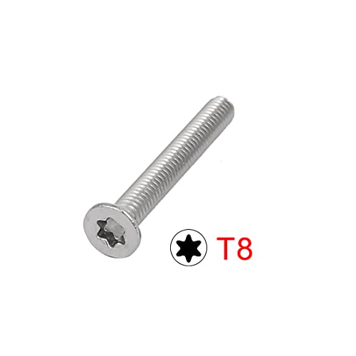 sourcing map 30 Stück M2,5x20mm Flachkopf T8 Torx Schrauben Vollgewinde Befestigungselemente 304 Edelstahl
