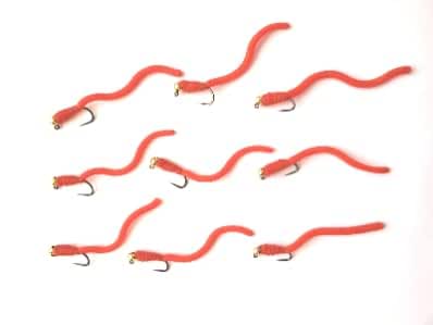 6 Squirmy Wormy – San Juan Red – Fly Fishing Flies For Trout, Panfish, Bass – Thor Outdoor