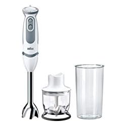 Batidora Braun Minipimer 1000W Braun Minipimer 5220 - Batidora de Mano, 1000 W, 21 Velocidades y Función Turbo, Campana Anti-salpicaduras, Easy-Click, Incluye Mini-picadora 350 ml, Vaso Medidor 600 ml, Color Blanco