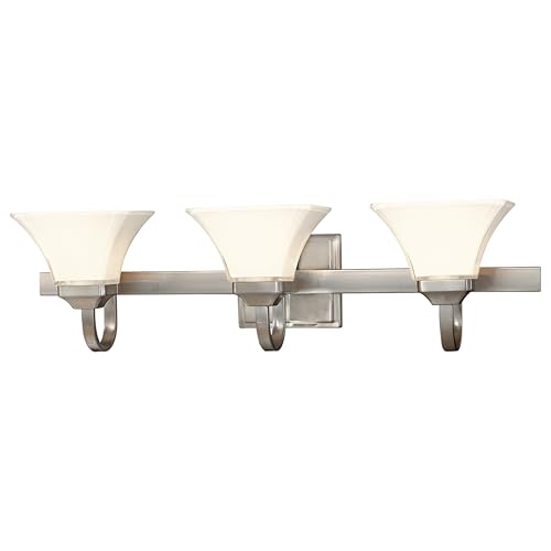 Image of Minka-Lavery Agilis 3 Light Bath in Brushed Nickel Finish with Lamina Blanca Glass