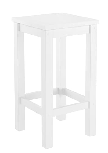 Erst-Holz Weißer Barhocker Tresenhocker Kiefer Massivholz wählbar in 60...