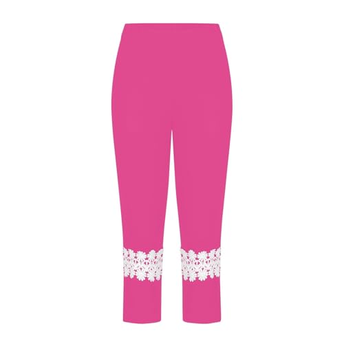 Girls Lace Trim Leggings Capri Pants Cropped Bottoms High Waist Stretchy Yoga Dance 3/4 Length Tights Trousers4