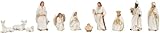 Geschenkestadl Krippenfiguren 11-teiliges Set weiß Gold 2-9cm Krippe Krippendekoration Weihnachtsdekoration Deko