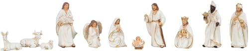 Geschenkestadl Krippenfiguren 11-teiliges Set weiß Gold 2-9cm Krippe...