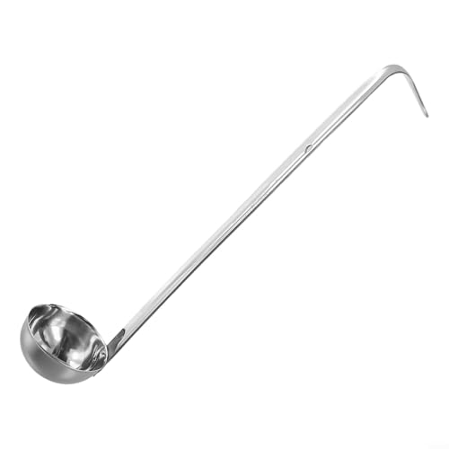 Cucharón de acero inoxidable con mango largo de 35 cm, utensilio de cocina para cocinar salsa de sopa, capacidad de 150 ml/180 ml, apto para lavavajillas (180 ml)