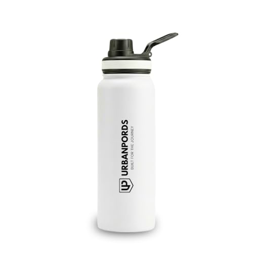 Image of 1L Stainless Steel Water Bottle - Leakproof Fridge Bottle, BPA-Free & Rust Proof Metal Flask, 1000ml Sipper Bottle for School, Office, Gym & Home (Shine White)