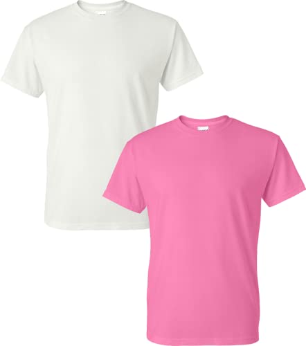 T-shirt homme DryBlend Gildan anti-humidité blanc et azalée L