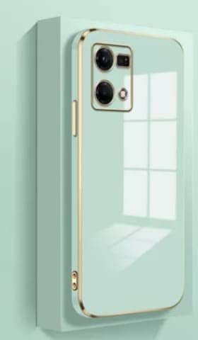 Image of Apurb Store for Oppo F21 Pro 4g Plating Square Gold Frame Phone Case Luxury Soft Silicone Back Cover (for Oppo F21 Pro 4g, Mint Green)