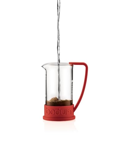 Bodum 34oz Brazil French Press Coffee Maker, High-Heat Borosilicate Glass, Red - Made in Portugal