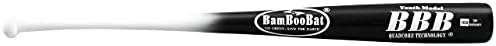BamBooBat by Pinnacle Sports Equipment INC. Youth Durable Bamboo Baseball Bat for Players Aging 5-13 Years Old, White Handle/Black Barrel, 30 Inch, YHWBB30