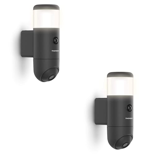 THOMSON Rheita 100 Caméra Surveillance Extérieure Motorisée avec Éclairage LED 3 Zones, 1080p Full HD, Autotracking, Détection de Silhouette, Vision...