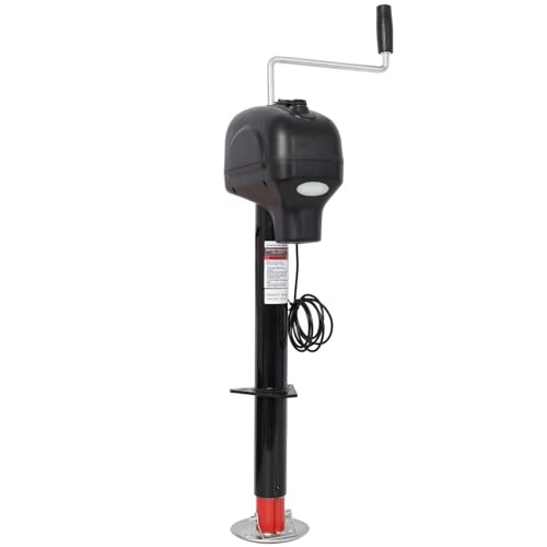 FRITHJILL Electric Power Tongue Jack for RV Trailer & Camper with Waterproof Cover - 3500lbs Capacity, 12V DC, Black Steel Construction, Adjustable Height, Easy Installation