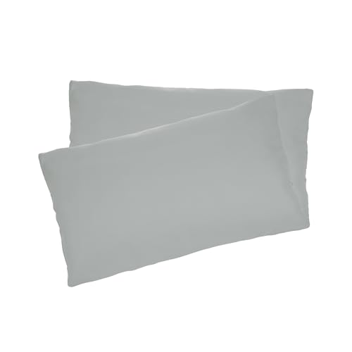 Juego de 2 Fundas Almohada, Funda Almohada 70x45cm, Protector de Almohada, 100% Microfibra, Cierre con Cremallera, Transpirable, Ultra Suave, Gris Claro