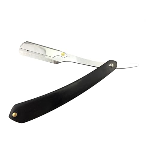 Beatifufu Manual Shaving Razor for Men Black Wooden Handle Single Easy to Use for Beard Sideburns Short Fine Hair Portable Space-saving for Travel or Home Use