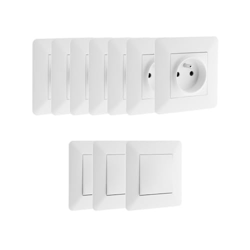 Zenitech - Lot de 7 Prises + 3 va et Vient - Blanc - Artezo