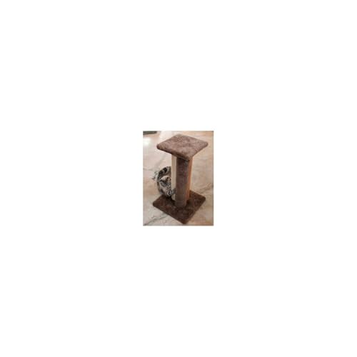 Rascador para gatos triple con sisal, madera y alfombra miniatura 2