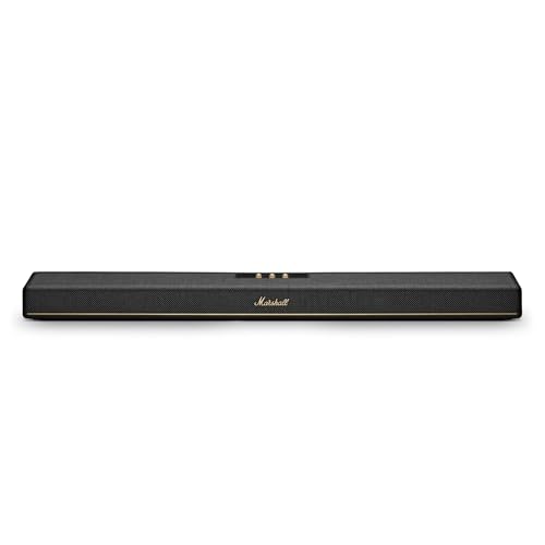 Marshall Heston 120 Soundbar - Dolby Atmos Immersive Sound and Built-in Subwoofer for TV, Movies and Music | Volume, Bass, Treble Controls | Bluetooth, WiFi, HDMI, RCA Inputs - Black