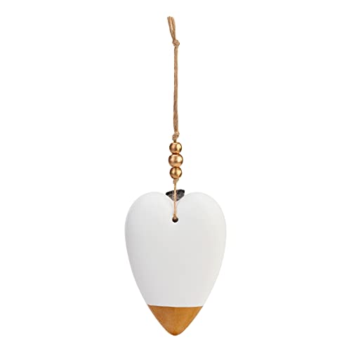 Demdaco Heart Gold Tone And White 3.5 Inch Fragrance Oil Diffuser Hanging Christmas Ornament 2 Pc Set #TOP1