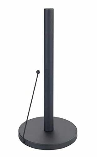 WENKO Porte-rouleau Clayton, accessoire de cuisine, support à pied pour tous les rouleaux essuie-tout du commerce, idéal pour la cuisine, fabriqué en métal thermolaqué, dimensions : Ø 15 x 33 cm, noir