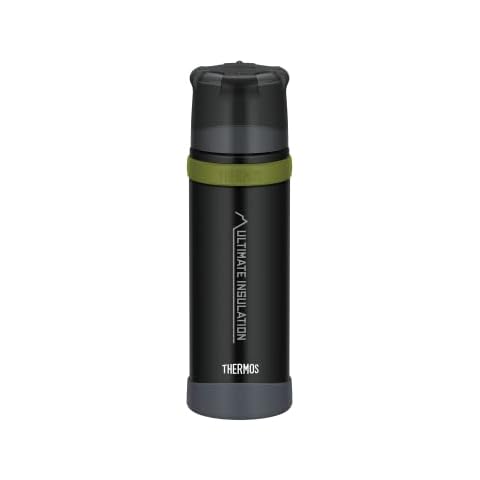 THERMOS Edelstahl-Thermosflasche mit Becher 500ml Mountain schwarz, Isolierflasche hält 24 Stunden heiß oder kalt, Trinkflasche absolut dicht Cover