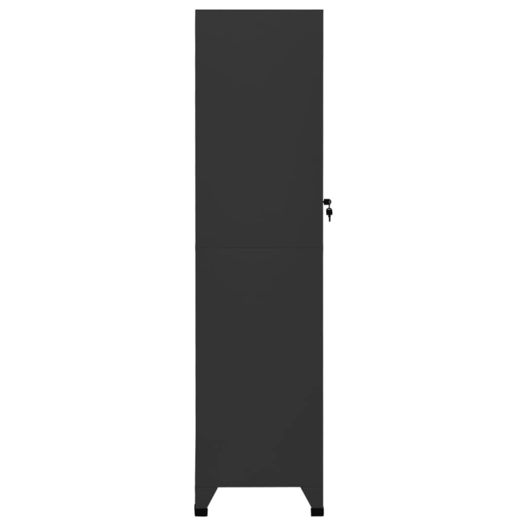Antracyt zamykana szafa ze stali nierdzewnej 38 x 45 x 180 cm z wieszakiem na ubrania i półką do biura i szkoły, bezpieczeństwo i organizacja, przestronna i wytrzymała