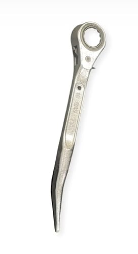 Image of Scaffs UK Forged Scaffold Ratchet Spanner – 7/16" Bi-Hex Head with Podger Point – Heavy Duty Steel Construction – High Torque Scaffolding Wrench for Fittings, Couplers & Site Use