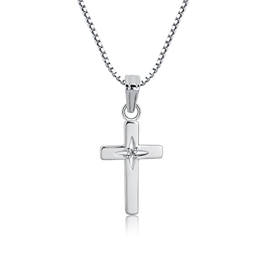Cherished Moments Sterling Silver Cross Necklace with Diamond Accent