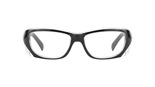 Image of Prescription safety eyeglass frames for men and women polycarbonate material with zero power lens clear side shield for men and women